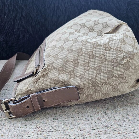 Gucci Women Hand Bag Brown GG Web Signature Canvas Shoulder Bag Italy Read Desc - Picture 3 of 12